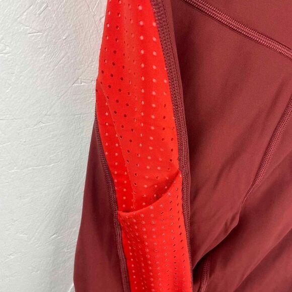 Athleta Red Orange Mesh Lining Pockets Activewear Ultimate 7/8 Tight Size XS - Picture 6 of 7